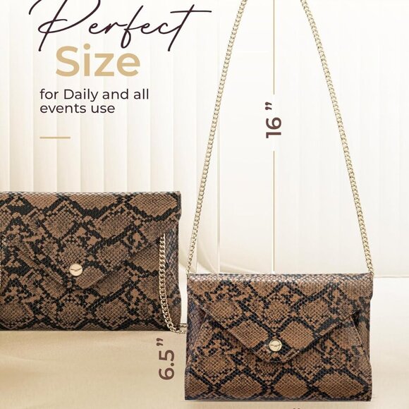 Evening Clutch Purses For Women - Elegant Envelope Clutch RFID Bag with Detachab - Picture 6 of 8